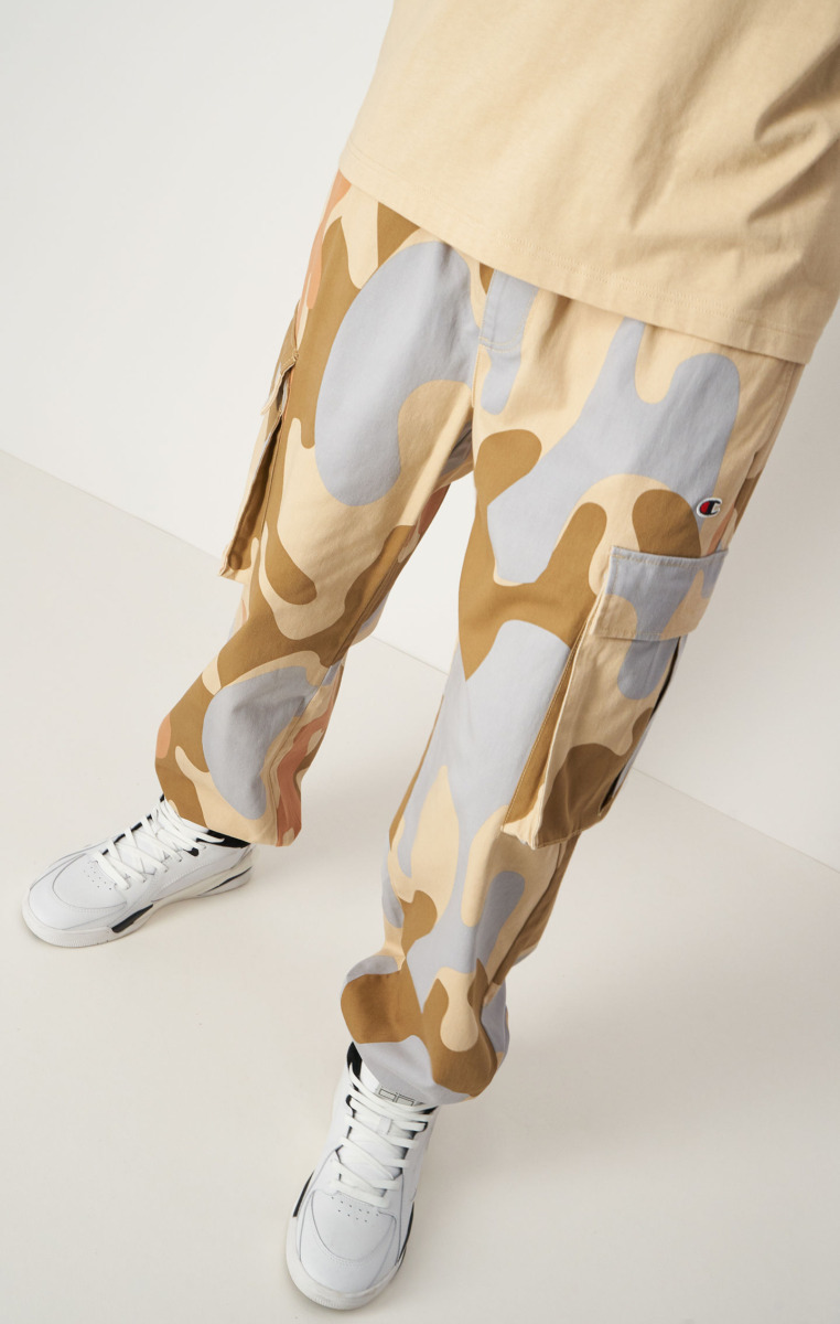 Men Champion Beige Pants From Will With Camouflage Print Mens TROUSERS GOOFASH