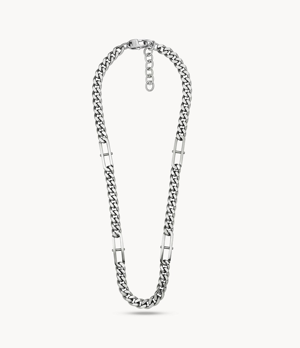 Men Fossil Silver Heritage D Link Stainless Steel Chain Necklace Mens JEWELRY GOOFASH