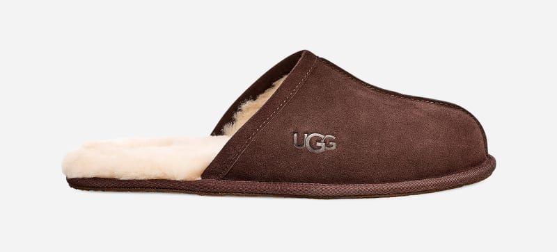 Men Ugg Brown Ugg Scuff Slipper For In Black Suede Mens SLIPPERS GOOFASH