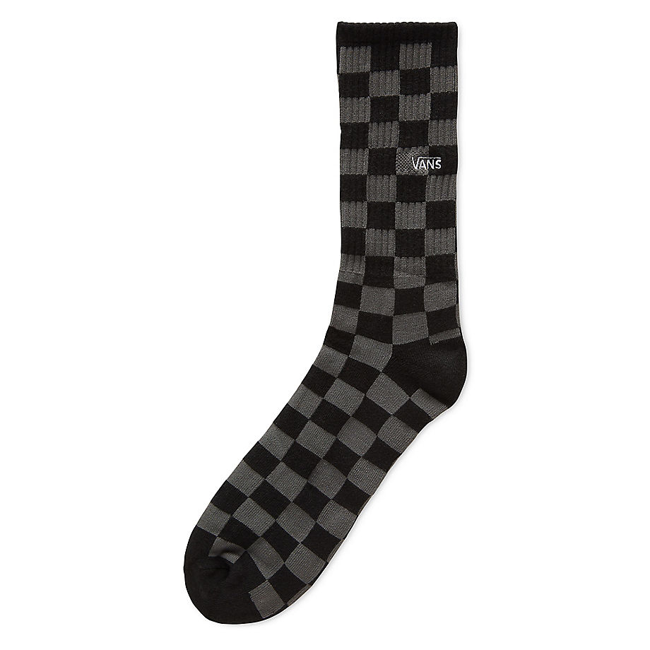 Men Vans Checkerboard Crew Socks Pair Blackcharcoal Grey Mens SOCKS GOOFASH