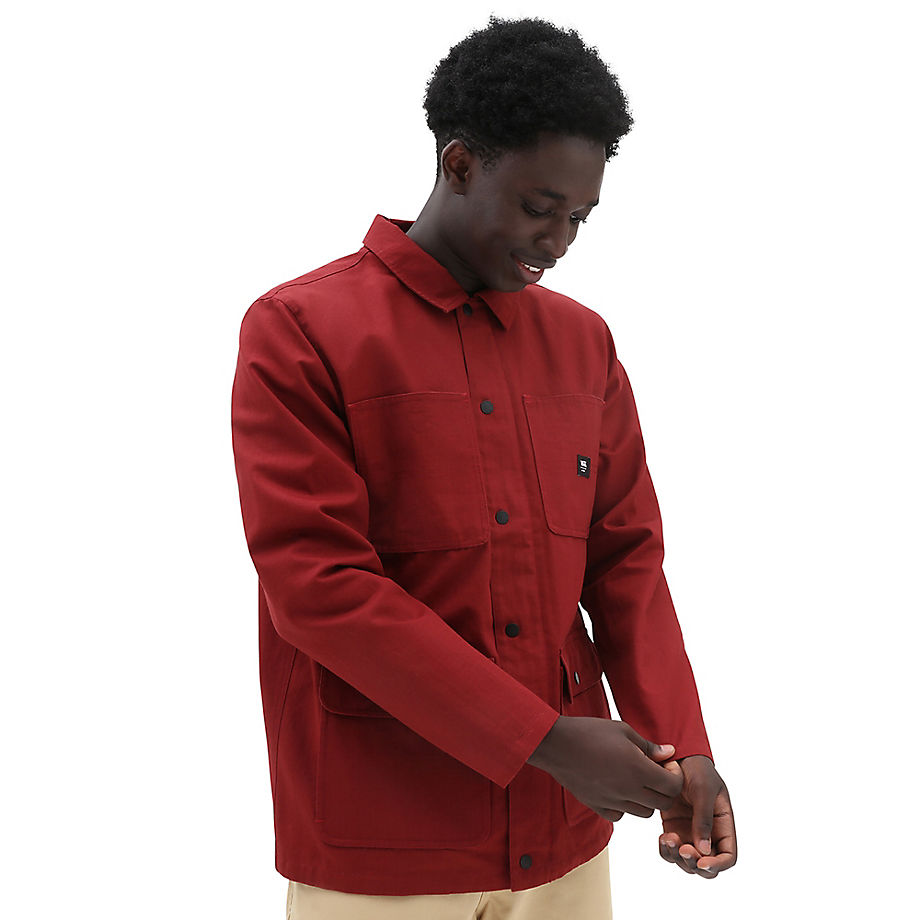 Men's Drill Chore Coat Lined Jacket Syrah Red Vans Mens JACKETS GOOFASH