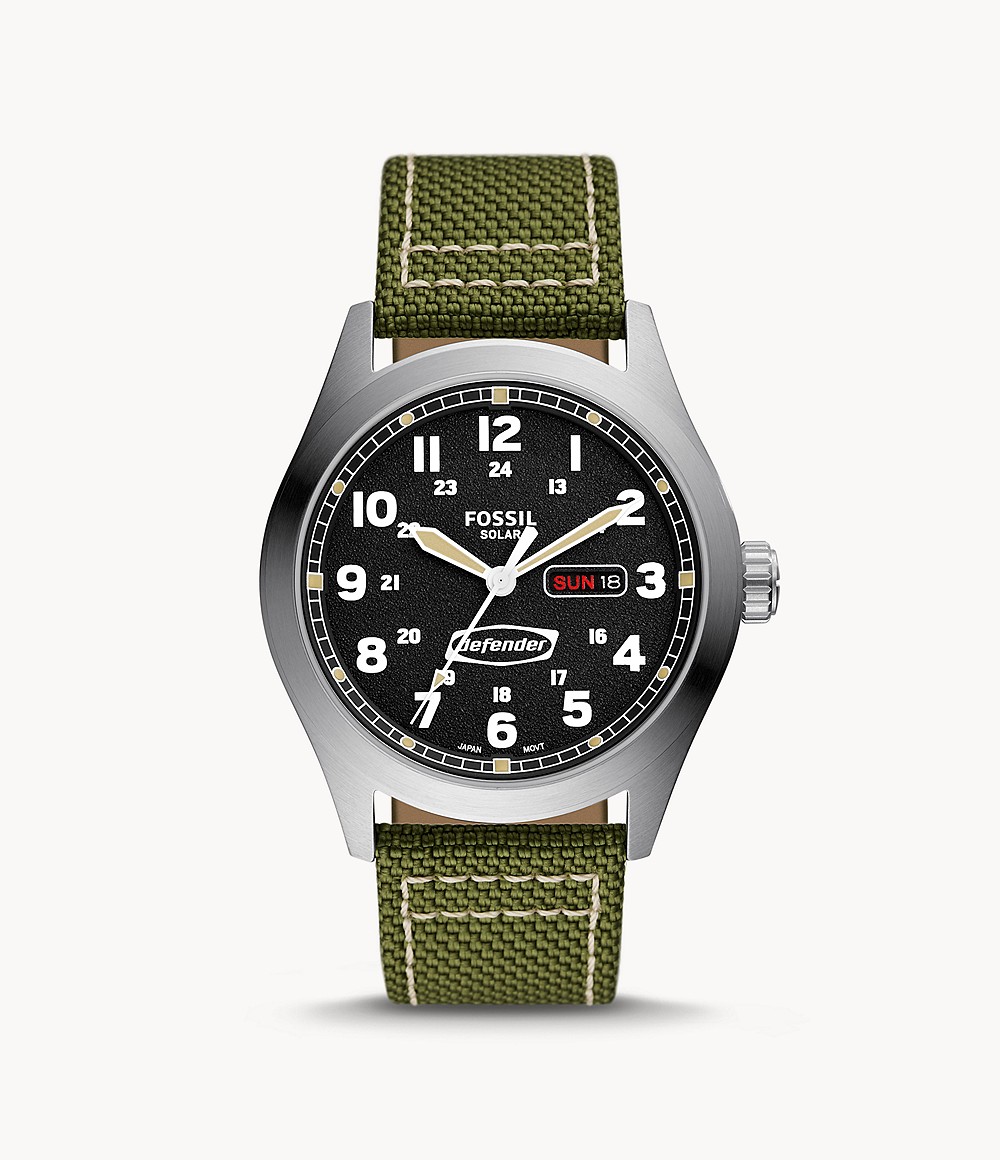 Men's Green Defender Solar Powered Olive Watch Fossil Mens WATCHES GOOFASH