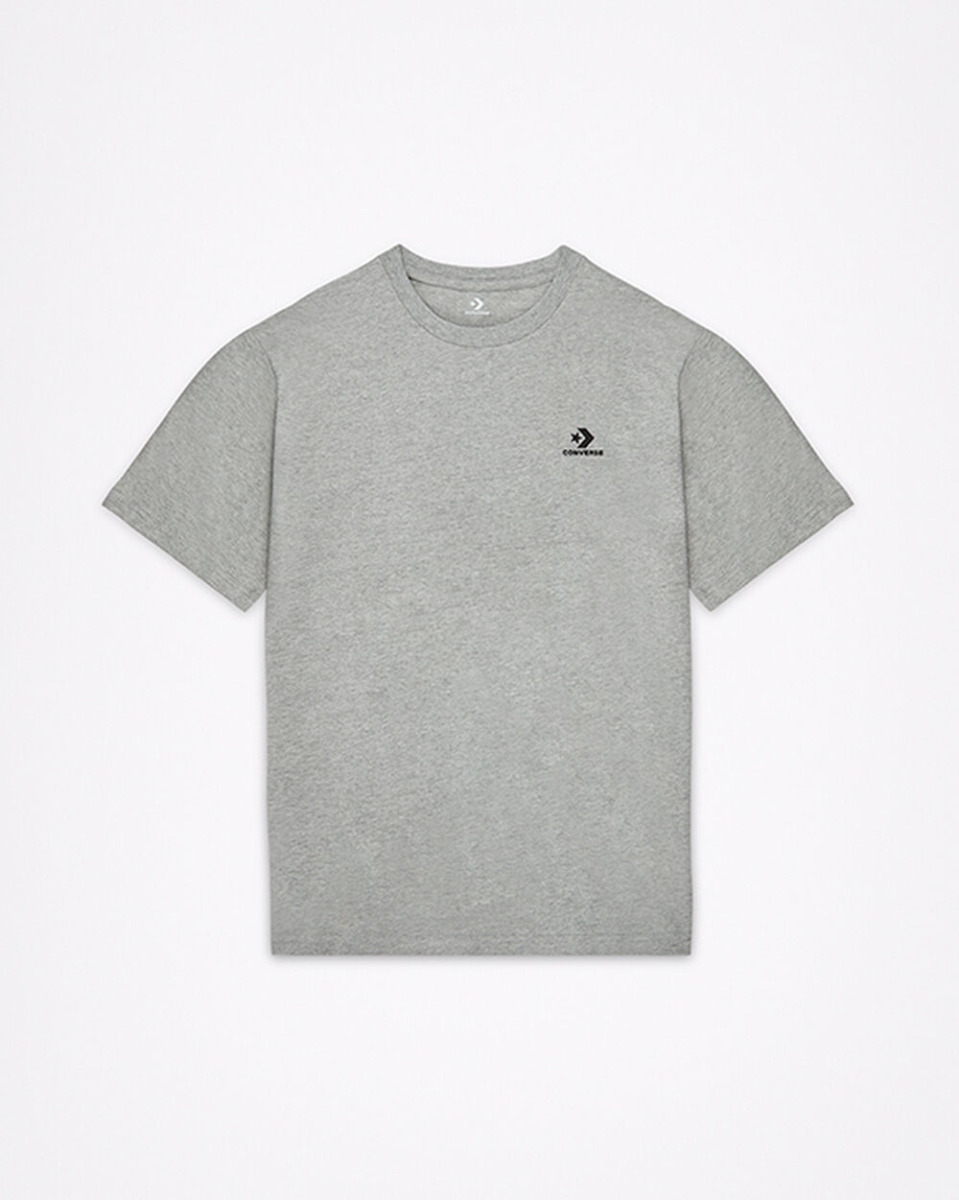 Men's Grey Embroidered Star Chevron T-Shirt Met Ronde Hals Converse Mens T-SHIRTS GOOFASH