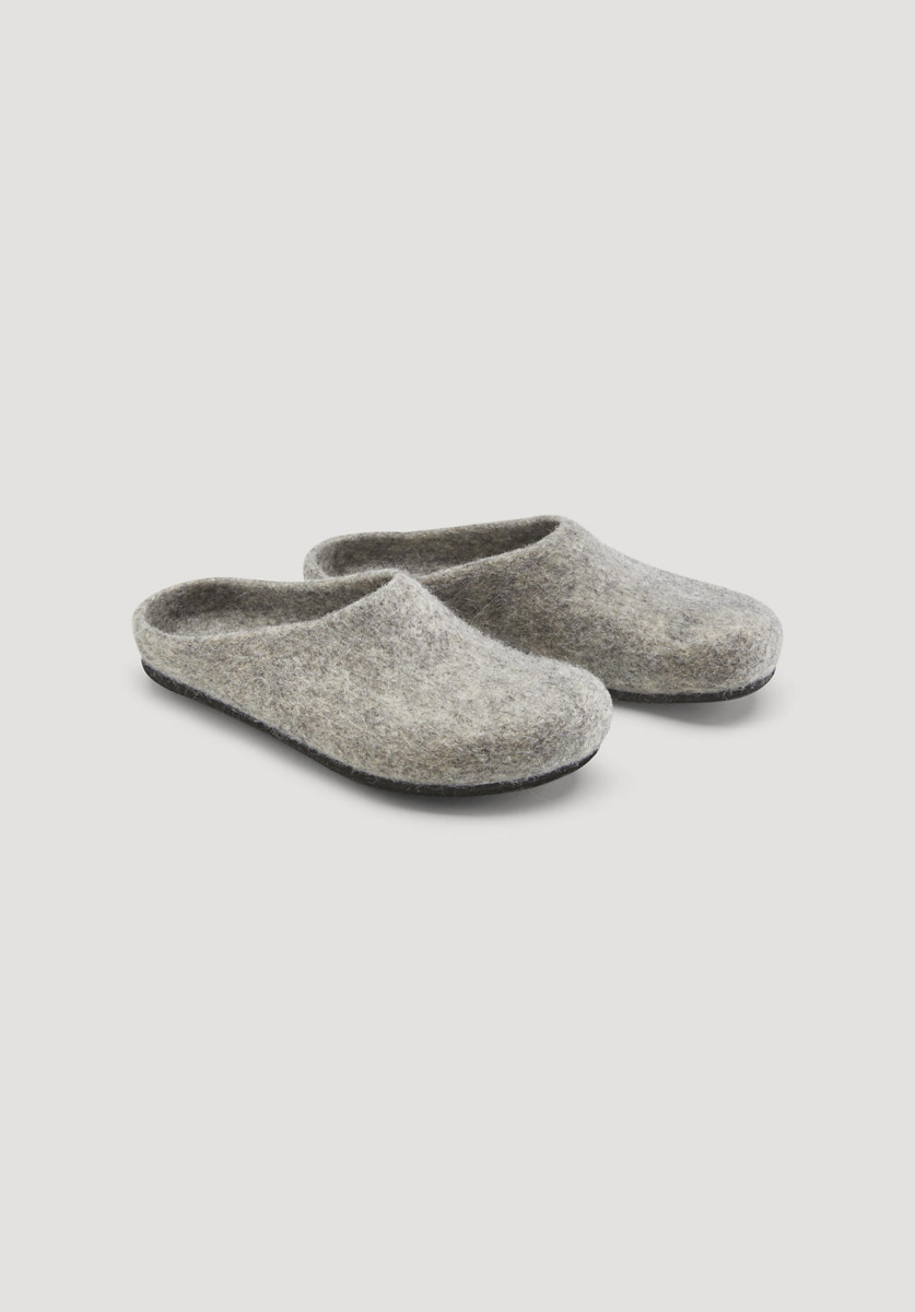Men's Hessnatur Grey Slippers Felt House Shoes Made Of Gotlandschaf Verwoll Gray Mens SLIPPERS GOOFASH