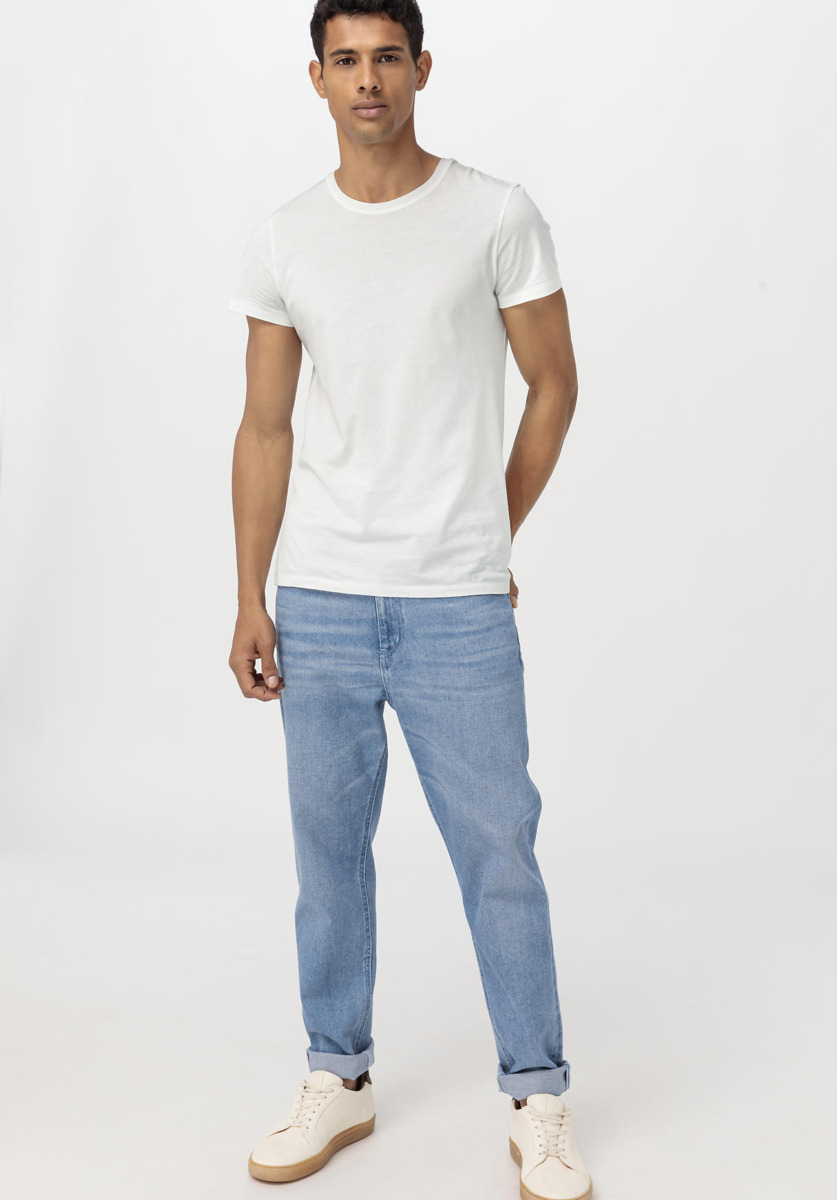 Men's Jeans Mads Relaxed Tapered Fit From Bio Denim Blue Hessnatur Mens JEANS GOOFASH