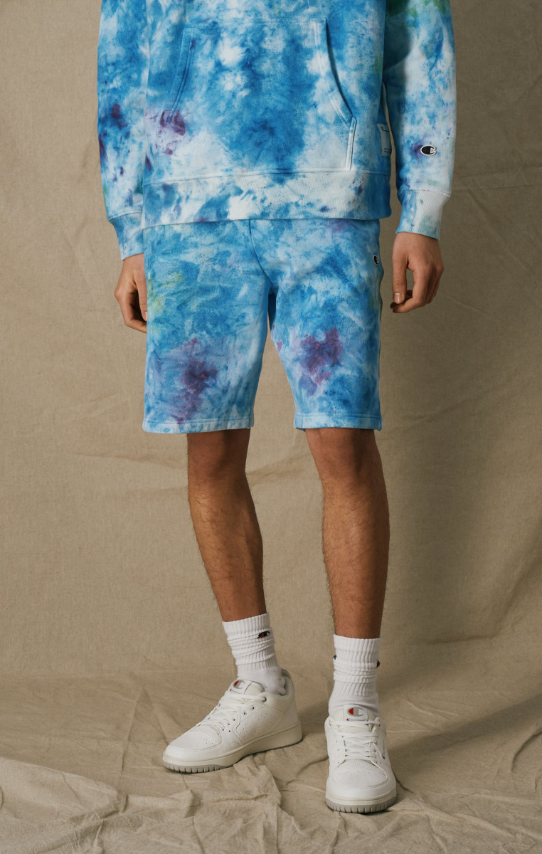 Men's Lavender Batik Long Shorts From Organic Fleece Champion Mens SHORTS GOOFASH