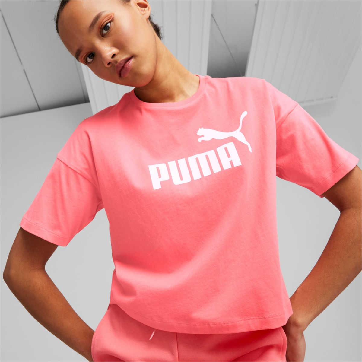 Multicolor Essentials Logo Cropped Women T-Shirt Puma Womens T-SHIRTS GOOFASH