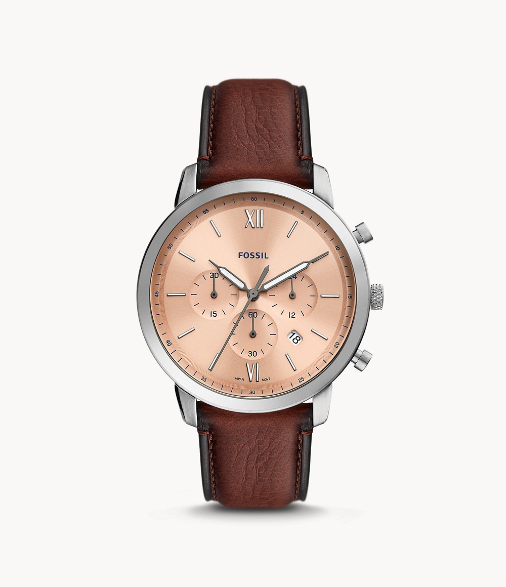 Neutra Chronograph Brown Eco Leather Watch Men's Fossil Mens WATCHES GOOFASH