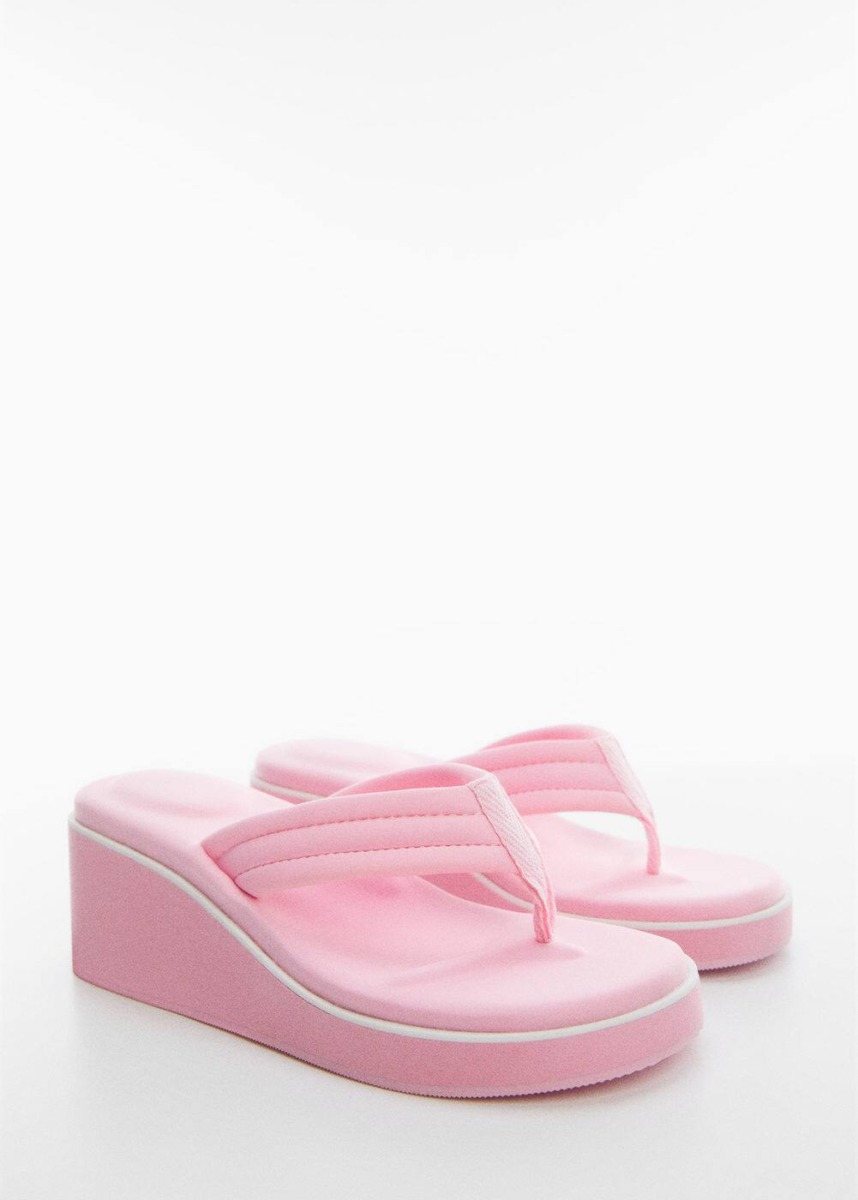 Pink Quilted Sandals With Platform Soles Mango Womens SANDALS GOOFASH