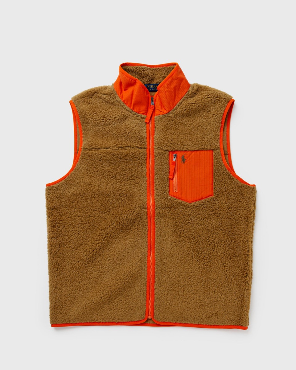 Polo Ralph Lauren Fzvestm Sleeveless Full Zip Brown Male Vests Now Available At In Bstn Mens JACKETS GOOFASH