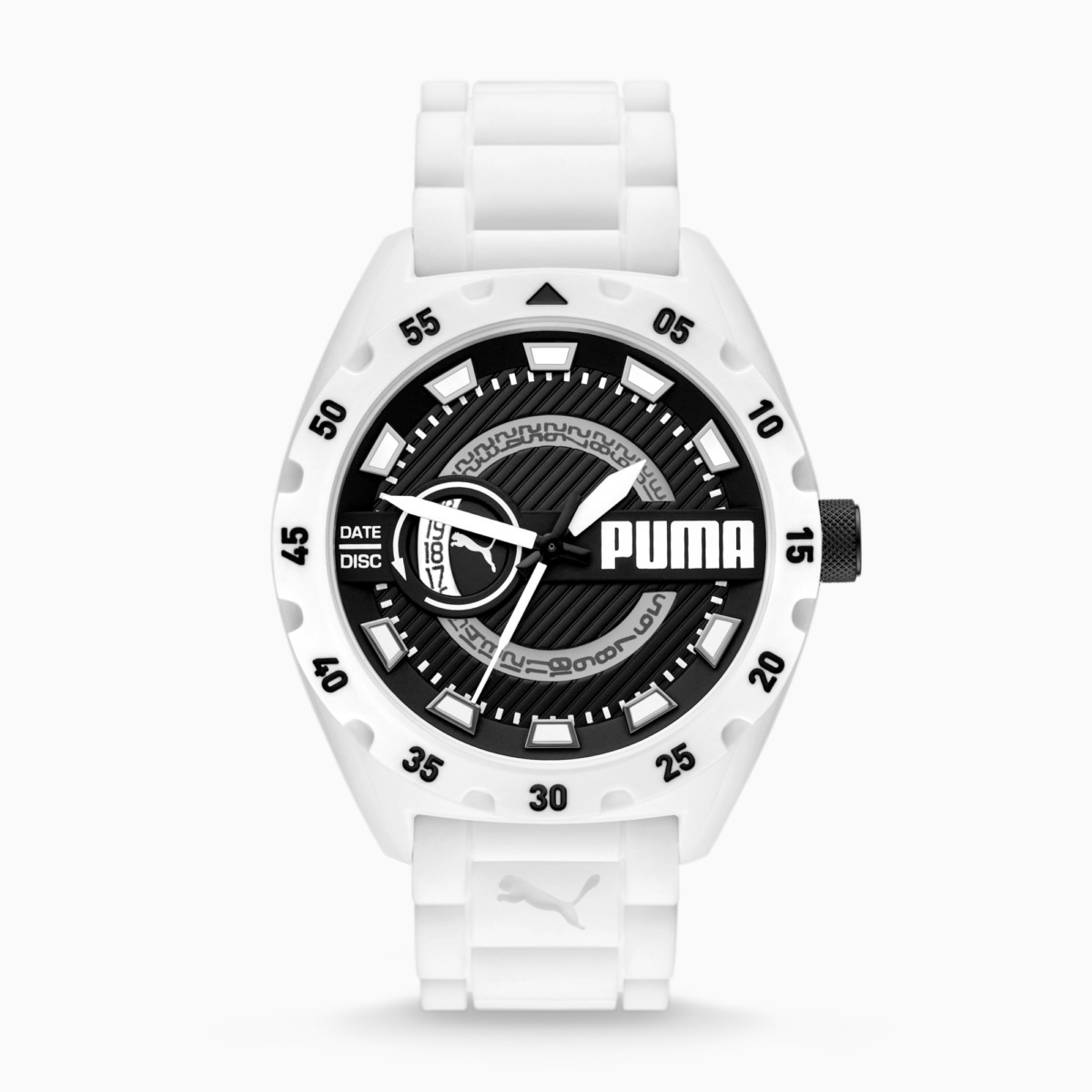 Puma Black Men Street Three Hand Date White Silicone Watch Mens WATCHES GOOFASH
