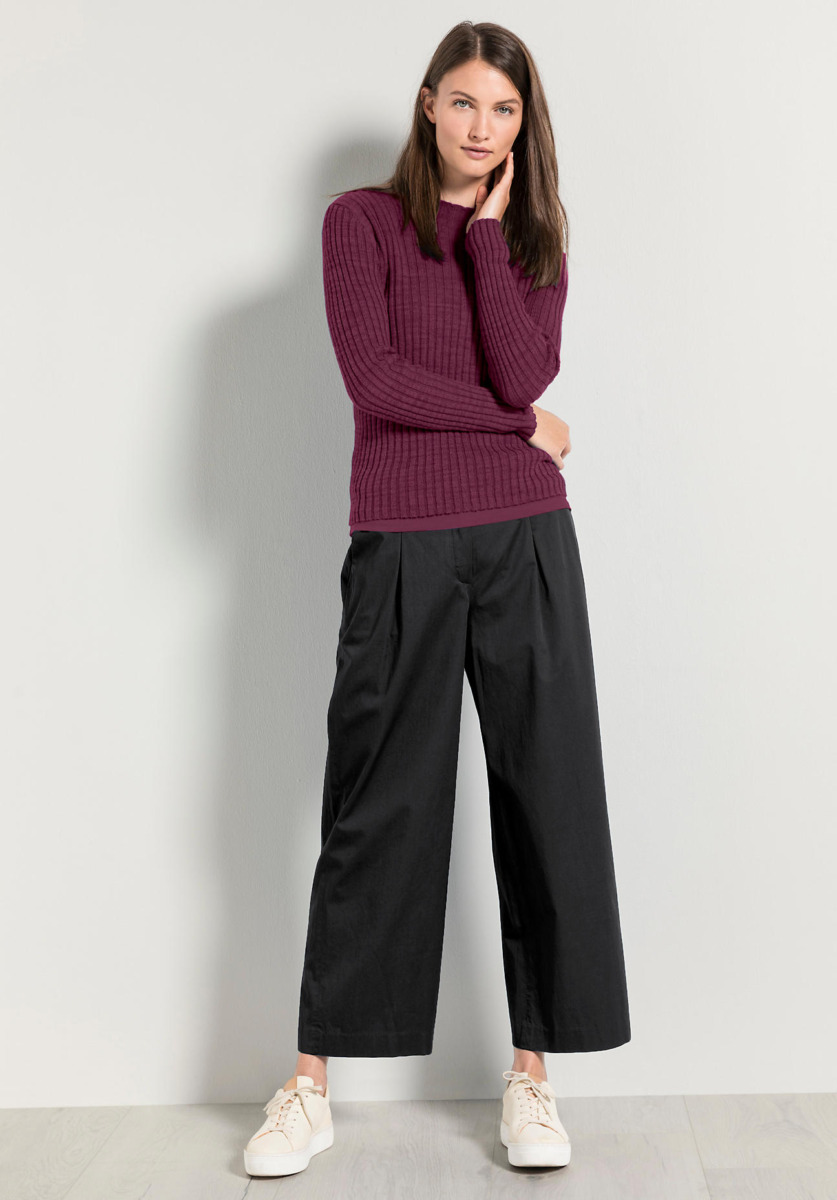 Rib Sweater Made Of Linen With Organic Purple Hessnatur Woman Womens SWEATERS GOOFASH
