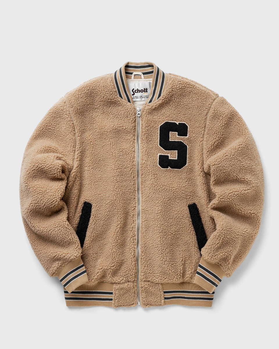 Schott Nyc Sherman Bomber Brown Male Bomber Jacketsfleece Jackets Now Available At In Bstn Mens JACKETS GOOFASH