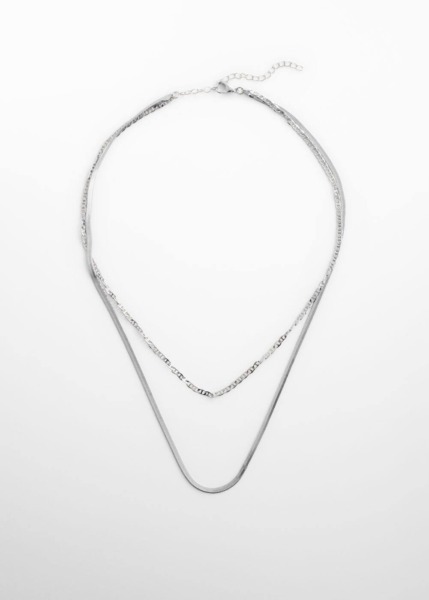 Silver Chain With Crystals Mango Womens JEWELRY GOOFASH