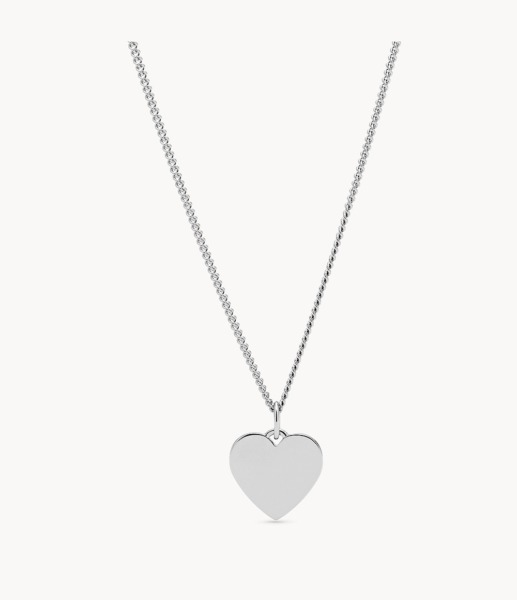 Silver Engravable Heart Stainless Steel Necklace Women's Fossil Womens JEWELRY GOOFASH
