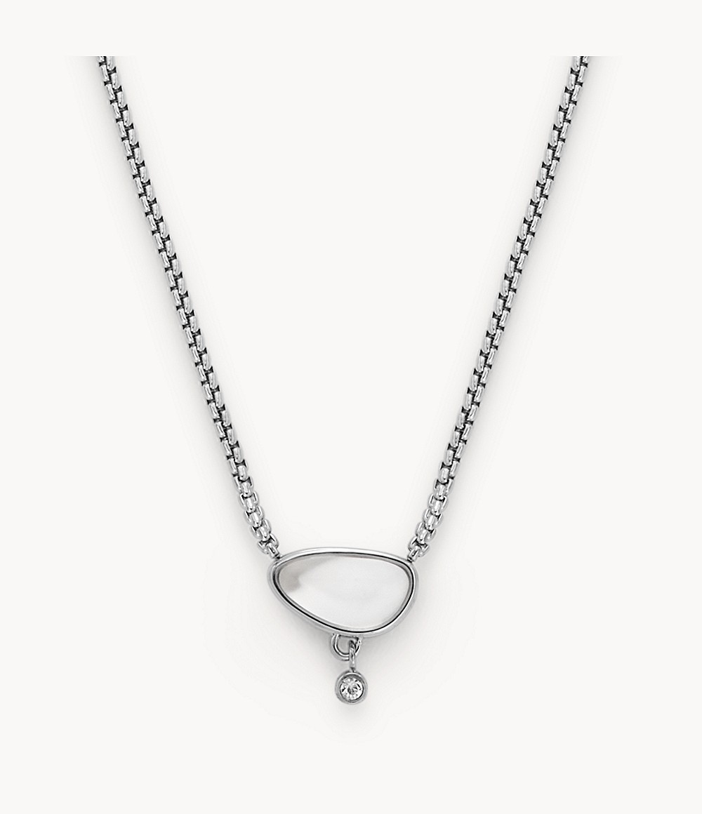 Skagen Woman Silver Unisex Sea White Chain Necklace Womens JEWELRY GOOFASH