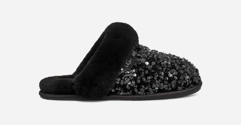 Ugg Ugg Scuffette Ii Chunky Sequin Slipper For In Black Textile Women Womens SLIPPERS GOOFASH