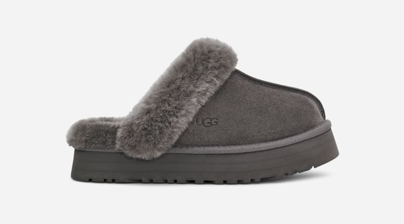 Ugg Women Ugg Disquette Slipper For In Grey Suede Womens SLIPPERS GOOFASH