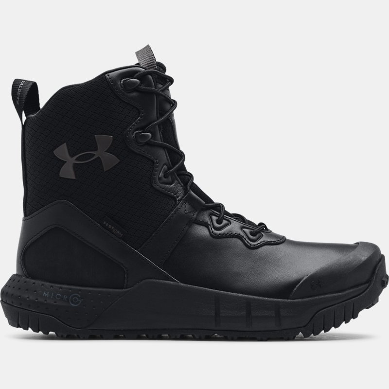 Under Armour Men Under Armor Micro Valstzet Waterproof Tactical Boots Made Of Leather Black Black Jet Gray Mens BOOTS GOOFASH