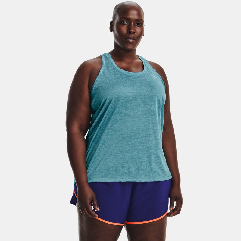 Under Armour Woman Under Armor Tech Twist Tank Top For Glacier Blue White Silver Womens TOPS GOOFASH