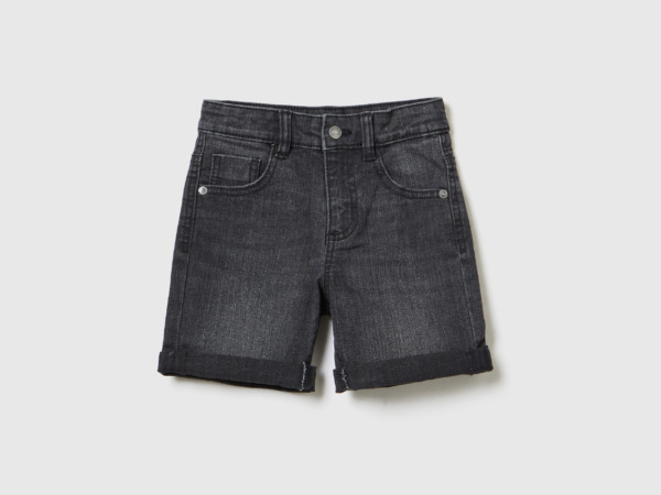 United Colors Of Bermuda From Denim Eco Recycle " Black Male" Benetton Mens SHORTS GOOFASH