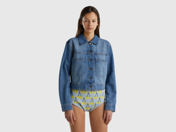 United Colors Of Denim Jacket With Bags Light Blue Female Benetton Womens JACKETS GOOFASH