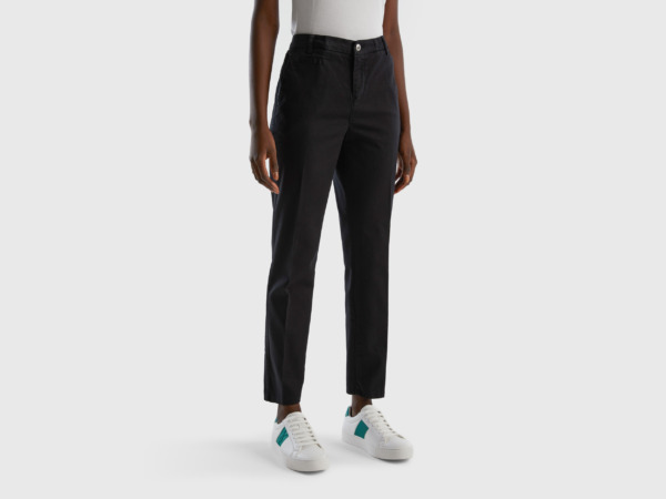 United Colors Of Online Exclusive Slim Fit Chino Ts Made Of Black Black Female Benetton Womens TROUSERS GOOFASH