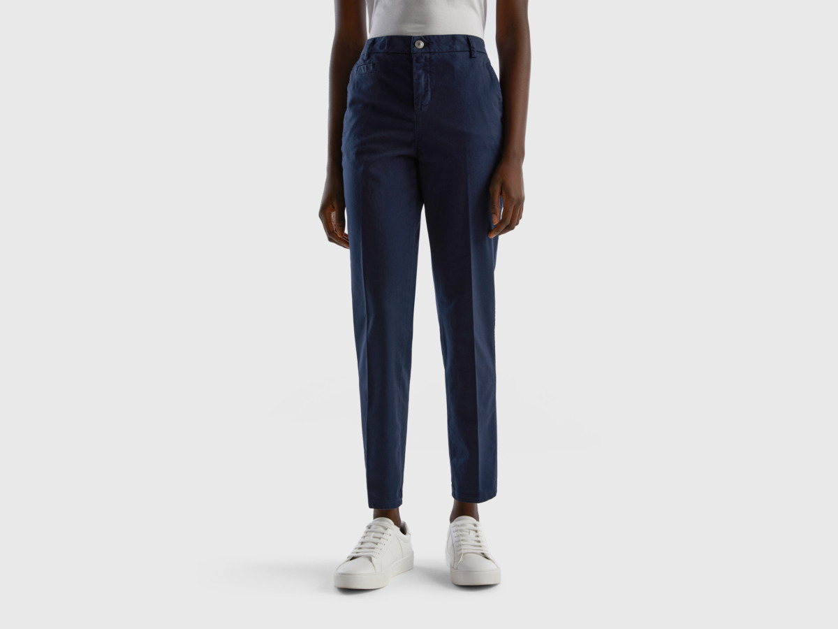 United Colors Of Online Exclusive Slim Fit Chino Ts Made Of Dark Blue Dark Blue Female Benetton Womens TROUSERS GOOFASH