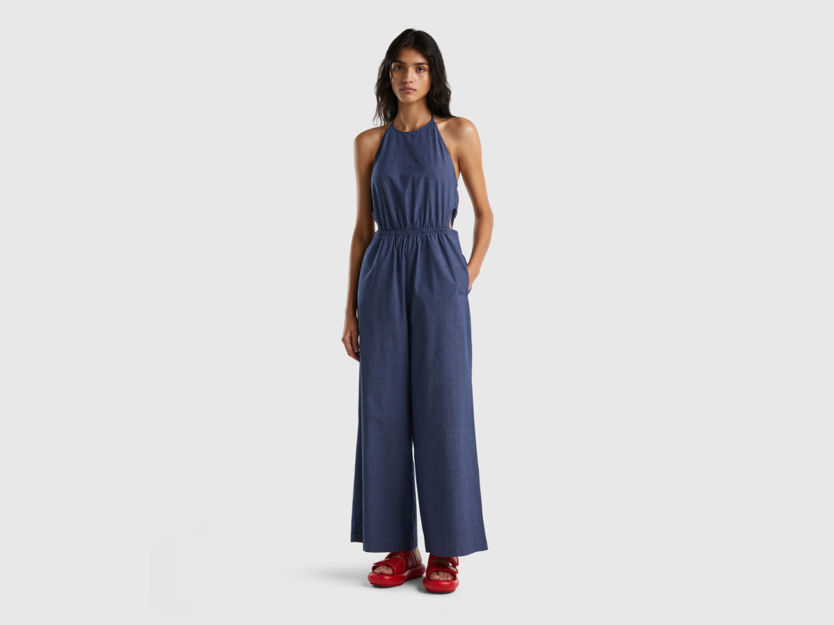 United Colors Of Overall Made Of Chambray Dark Blue Female Benetton Womens OVERALLS GOOFASH
