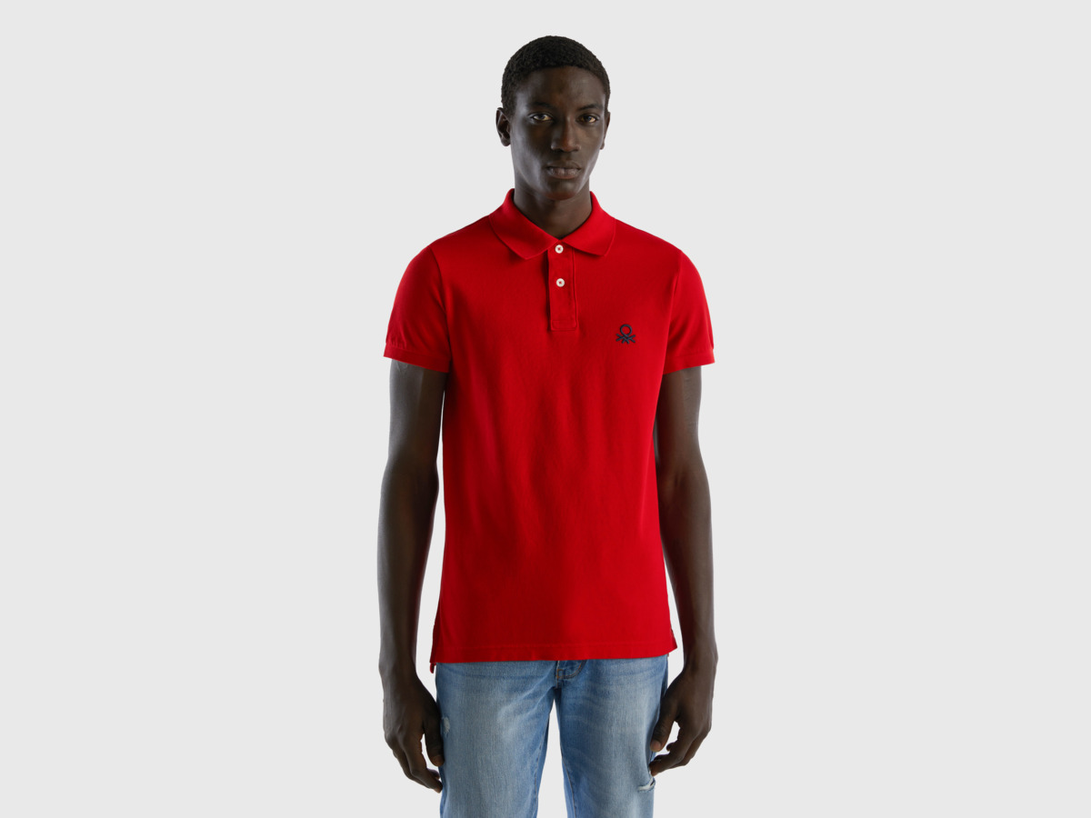 United Colors Of Slim Fit Polo Shirt In Red Red Male Benetton Mens POLOSHIRTS GOOFASH