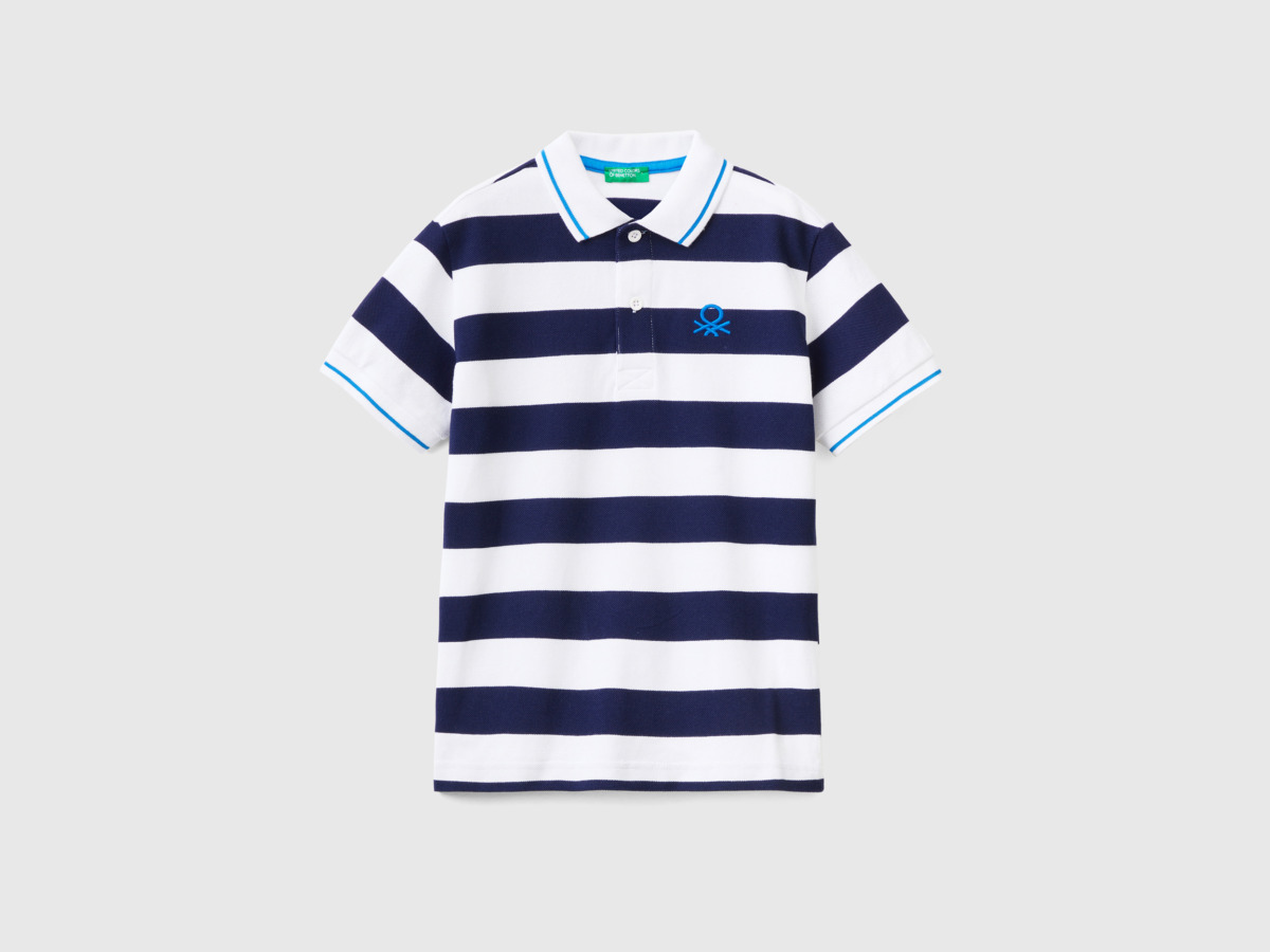United Colors Of Striped Polo With Short Sleeves Blue Male Benetton Mens POLOSHIRTS GOOFASH
