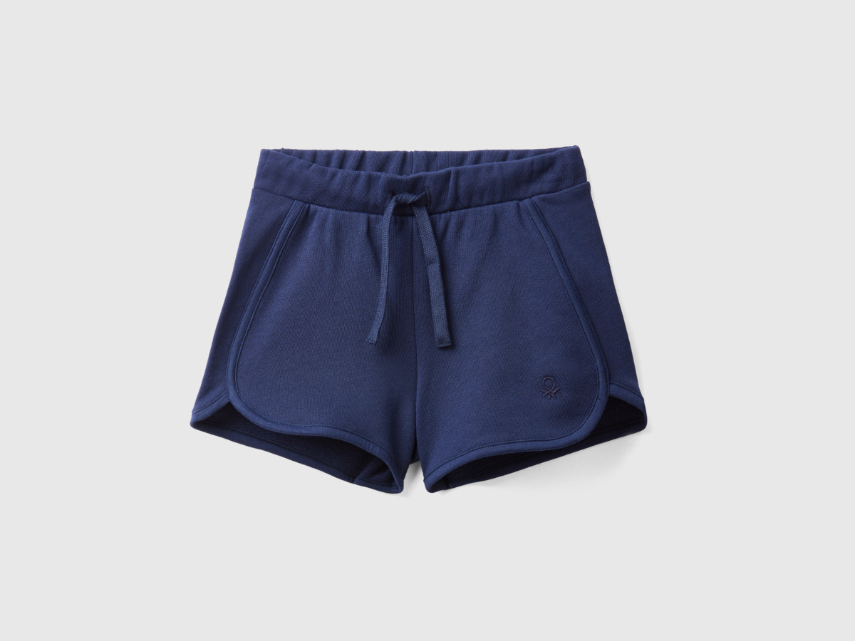 United Colors Of Sweaty Shorts In Organic Dark Blue Female Benetton Womens SHORTS GOOFASH
