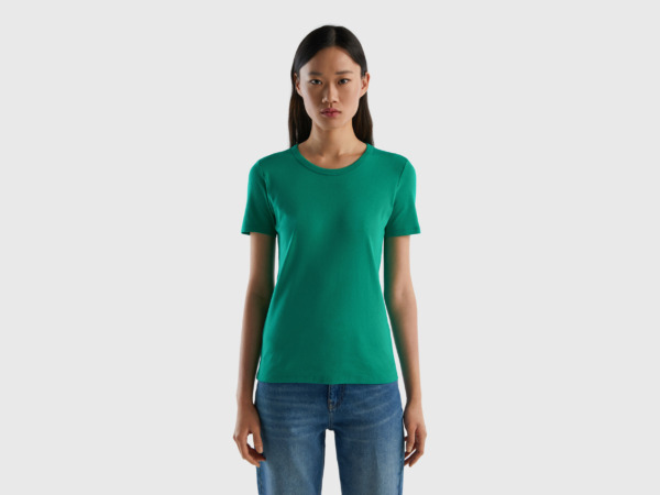 United Colors Of T-Shirt Made Of Long Fiber Green Female Benetton Womens T-SHIRTS GOOFASH