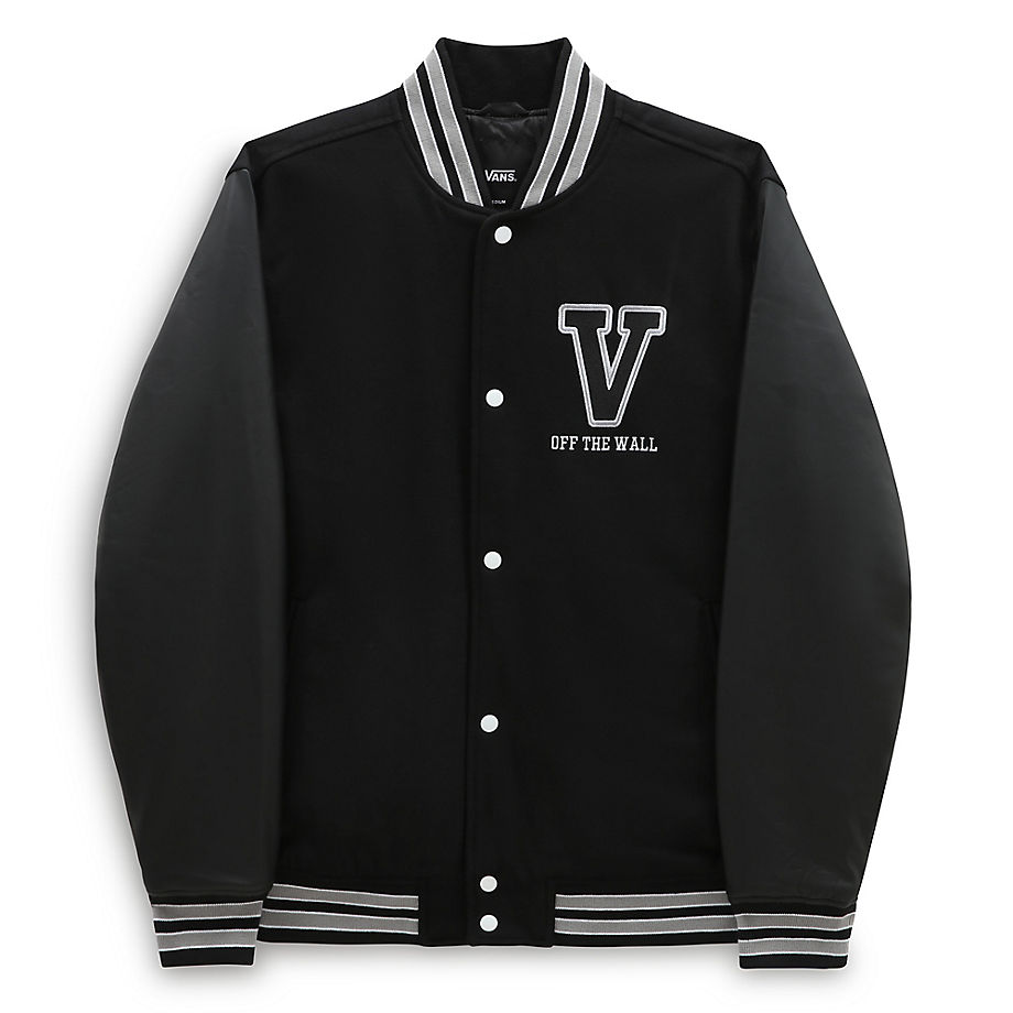 Vans League Varsity Jacket Black Black Man Mens JACKETS GOOFASH