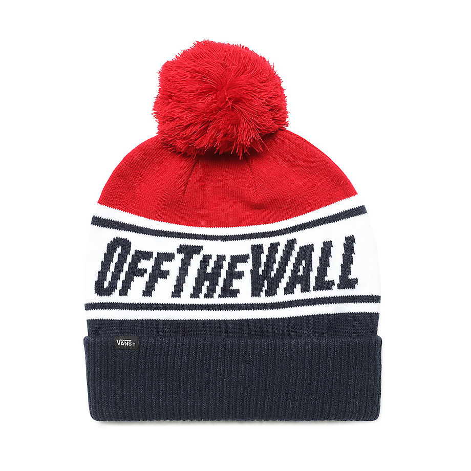 Vans Men Blue Beanie Off The Wall Cap With Pompom Dress Chili Pepper One Mens HATS GOOFASH