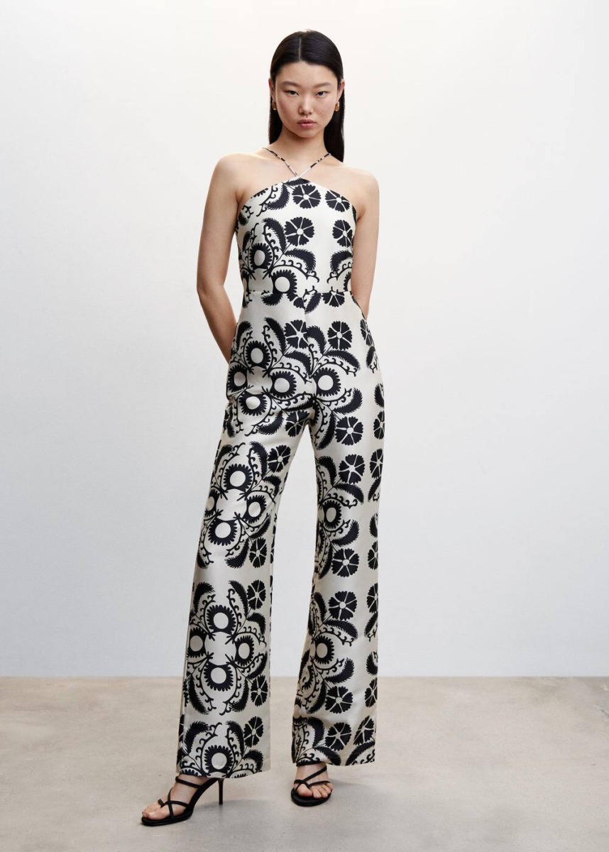 White Halter Jumpsuit With Open Back Mango Womens JUMPSUITS GOOFASH