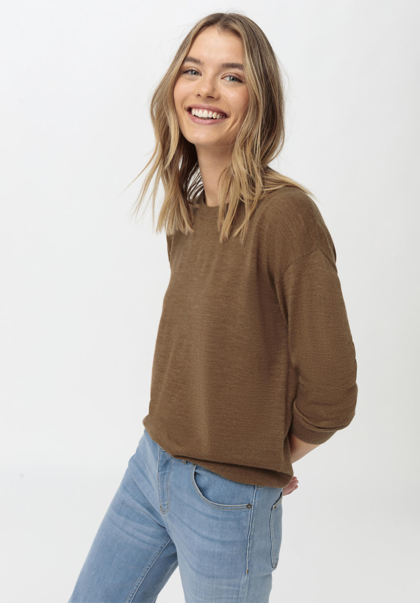 Woman Camel Sweater Made Of Organic Merger Brown Hessnatur Womens SWEATERS GOOFASH