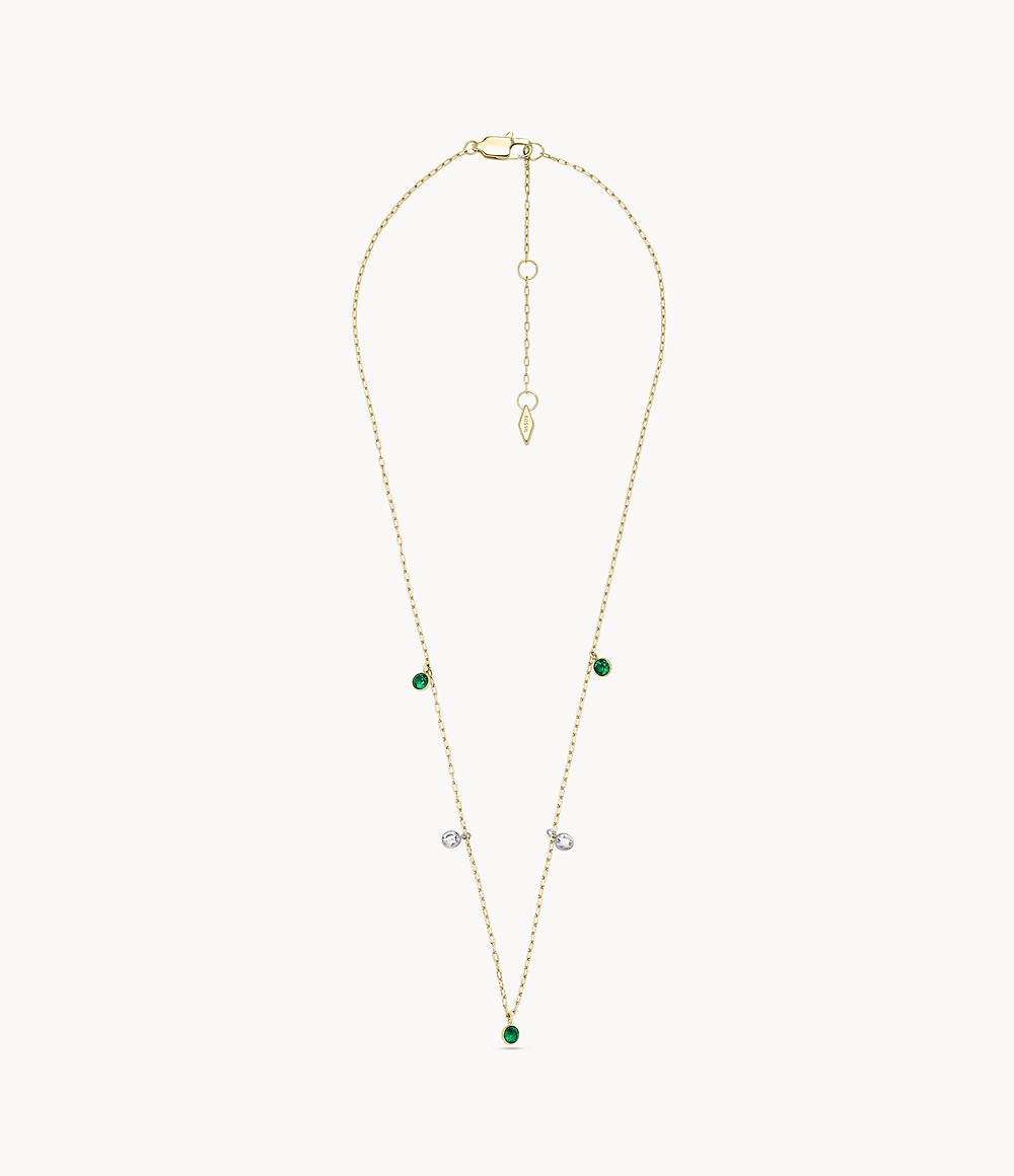 Woman Gold Sadie Festive Shine Bright Green And Clear Crystal Dangle Necklace Fossil Womens JEWELRY GOOFASH