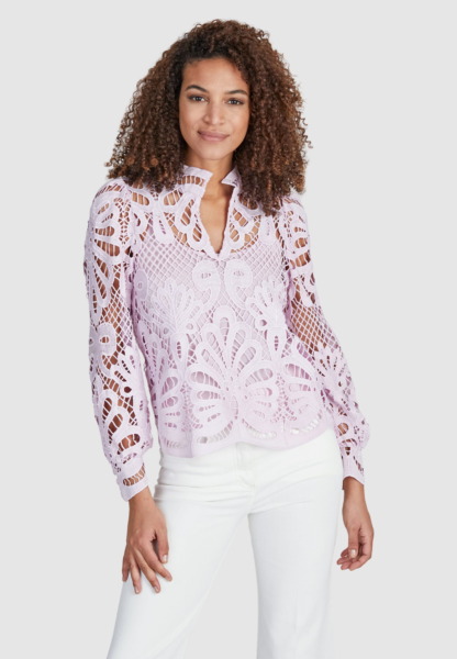 Woman Purple Lace Blouse With Stand Up Collar Marc Aurel Womens BLOUSES GOOFASH