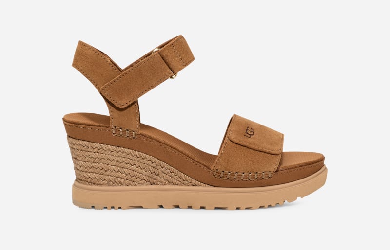 Woman Ugg Ileana Strap Sandal For In Brown Suede Ugg Womens SANDALS GOOFASH