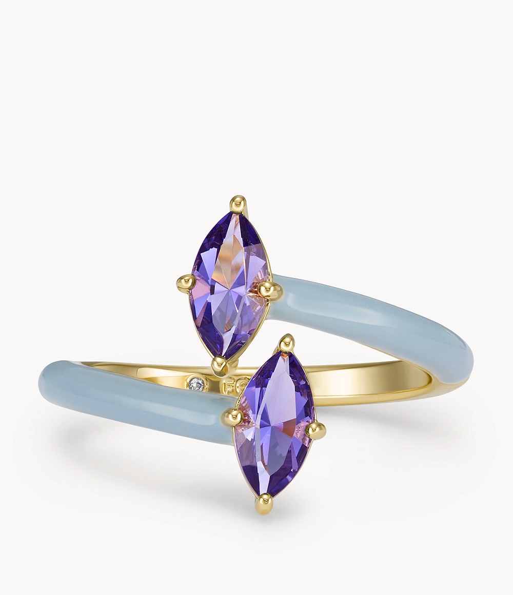 Women Fossil Gold Color Pop Purple And Blue Crystal Ring Womens JEWELRY GOOFASH