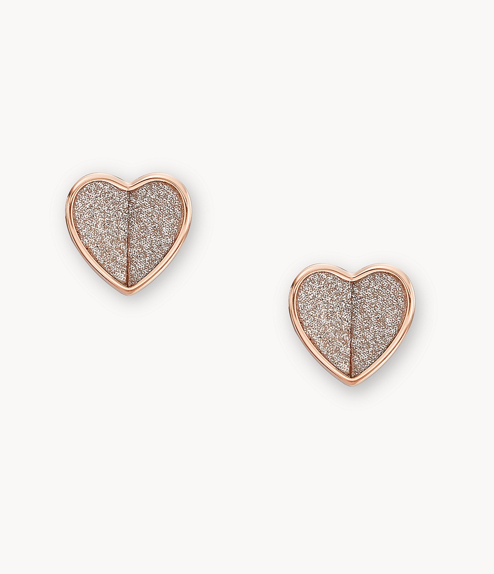 Women Fossil Sadie Flutter Hearts Rose Gold Tone Stainless Steel Stud Earrings Womens JEWELRY GOOFASH