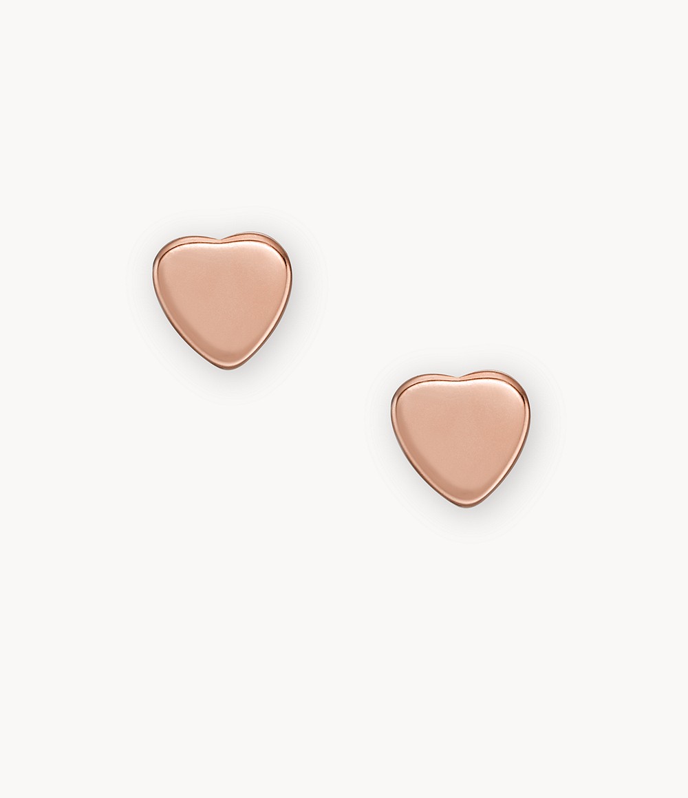 Women's Hearts Rose Gold Tone Stainless Steel Stud Earrings Fossil Womens JEWELRY GOOFASH
