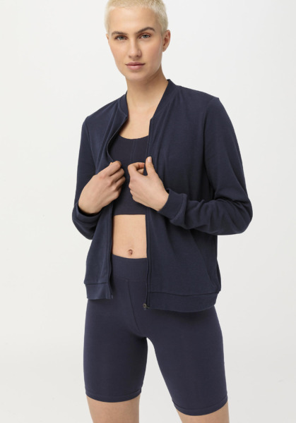 Women's Loungewear Blouson Jacket Made Of Organic Blue Hessnatur Womens JACKETS GOOFASH