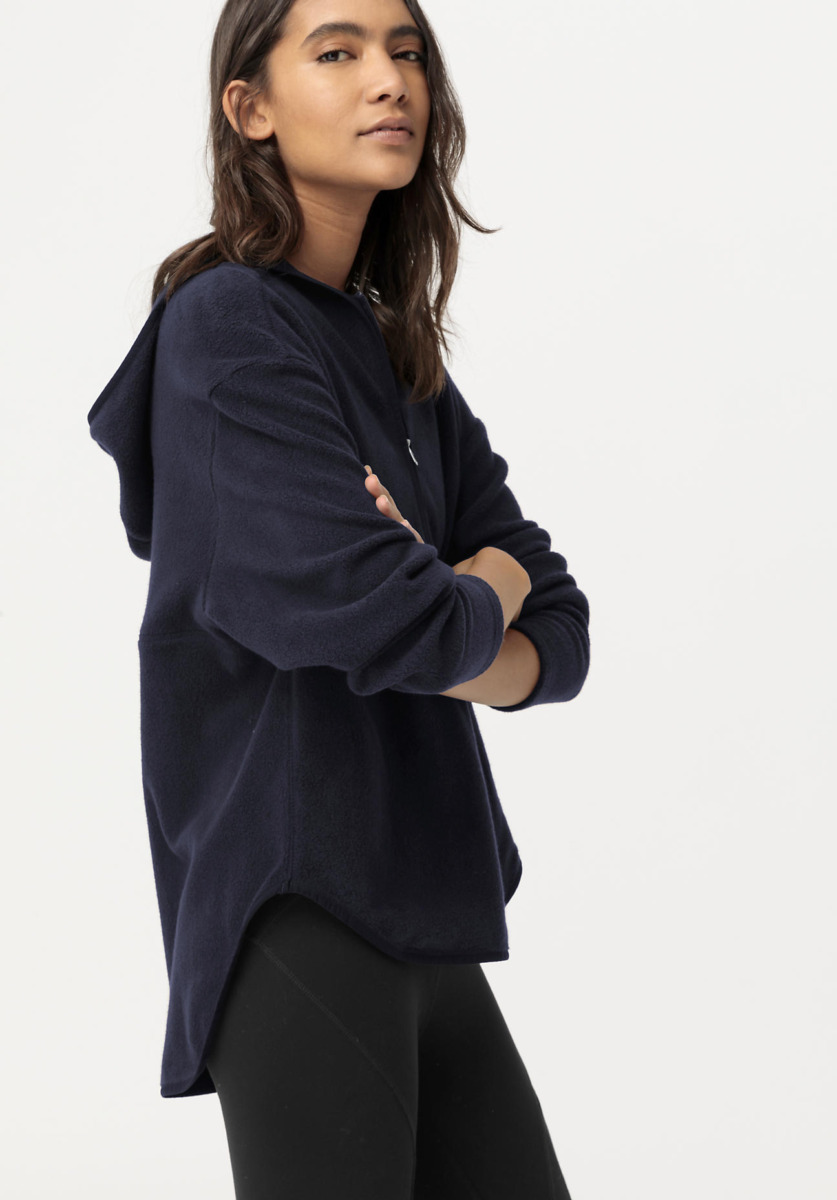 Women's Loungewear Fleece Hoodie Made Of Organic Blue Hessnatur Womens SWEATERS GOOFASH
