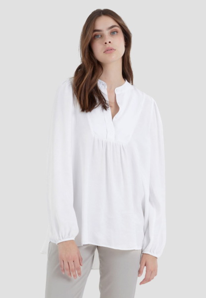 Women's White Blouse From Sustainable Lyocell Mixture Marc Aurel Womens BLOUSES GOOFASH