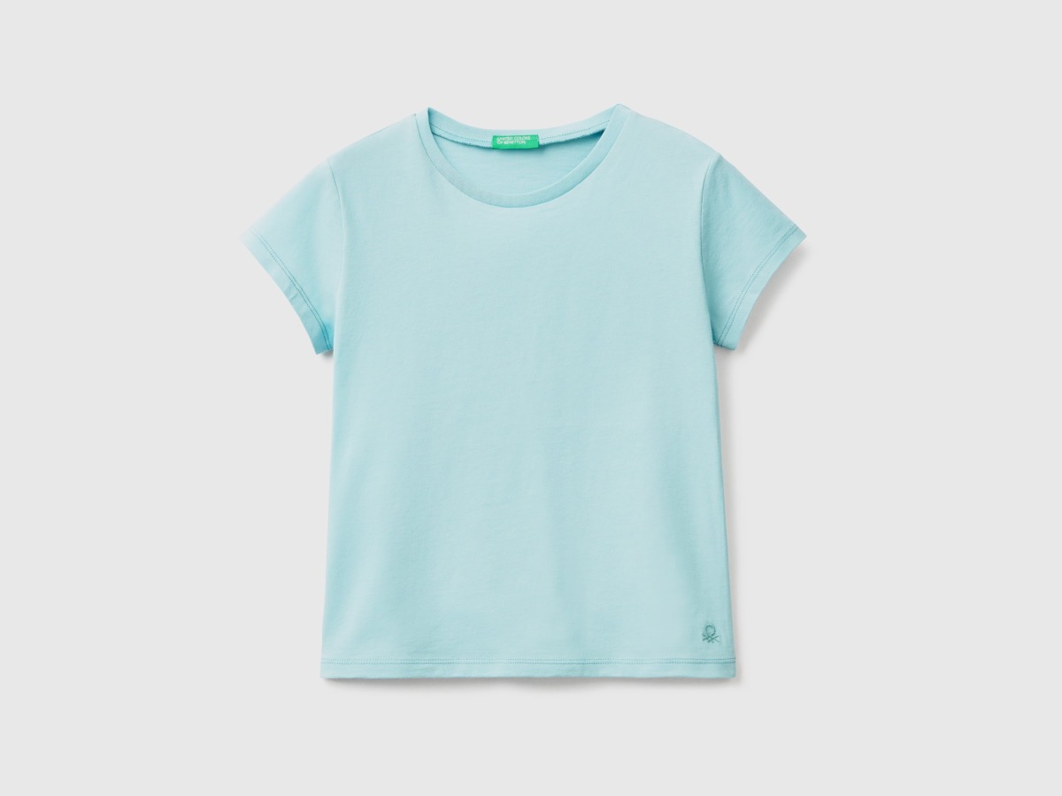 Aqua T-Shirt Made Of Pure Organic Turquoise Blue Female Benetton Womens T-SHIRTS GOOFASH