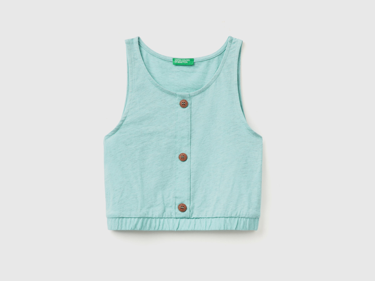 Aqua Top With Buttons Turquoise Blue Female Benetton Womens TOPS GOOFASH