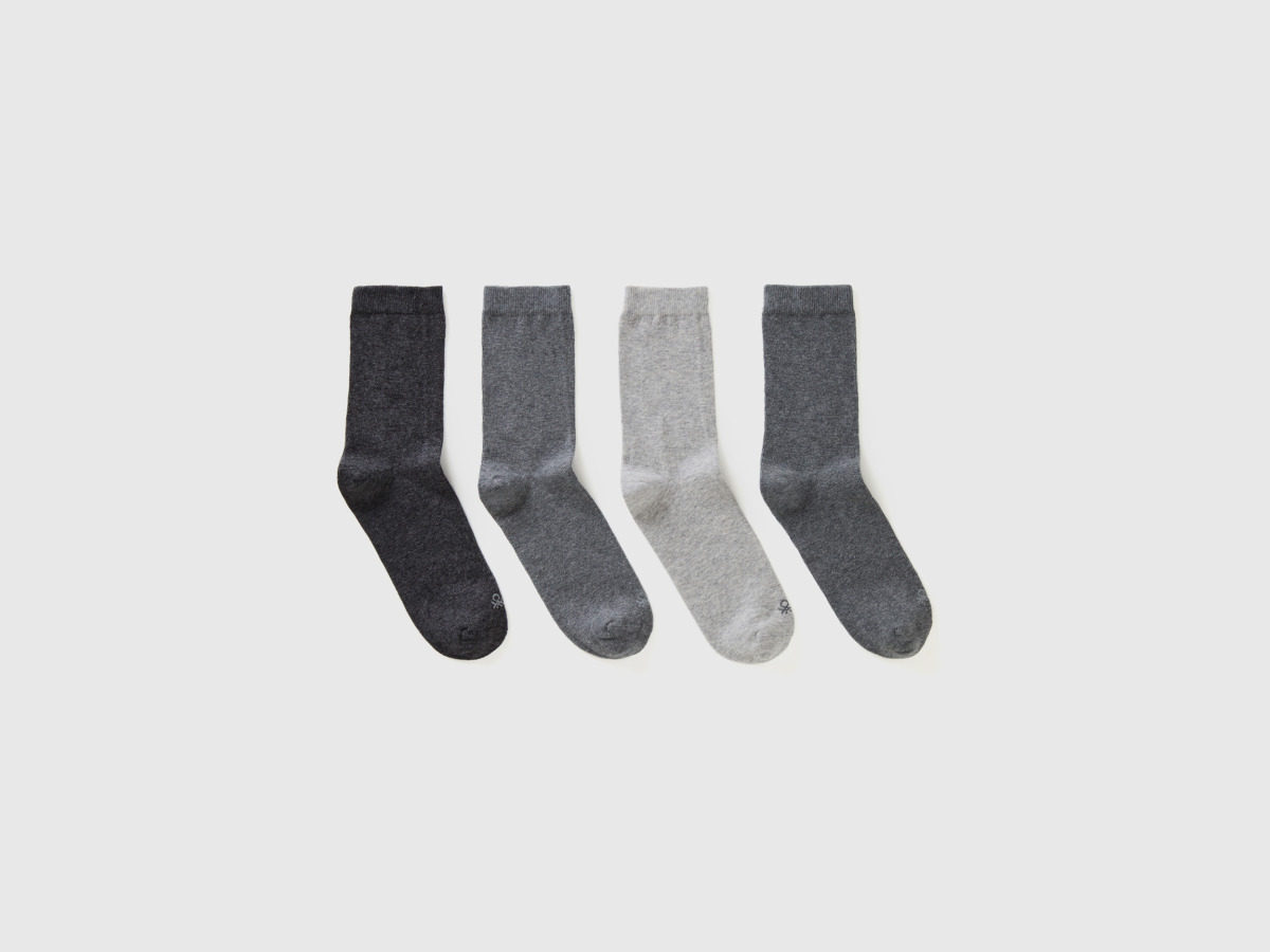 Benetton Grey Set Made Of Socks In Biological Mix Gray Female Womens SOCKS GOOFASH