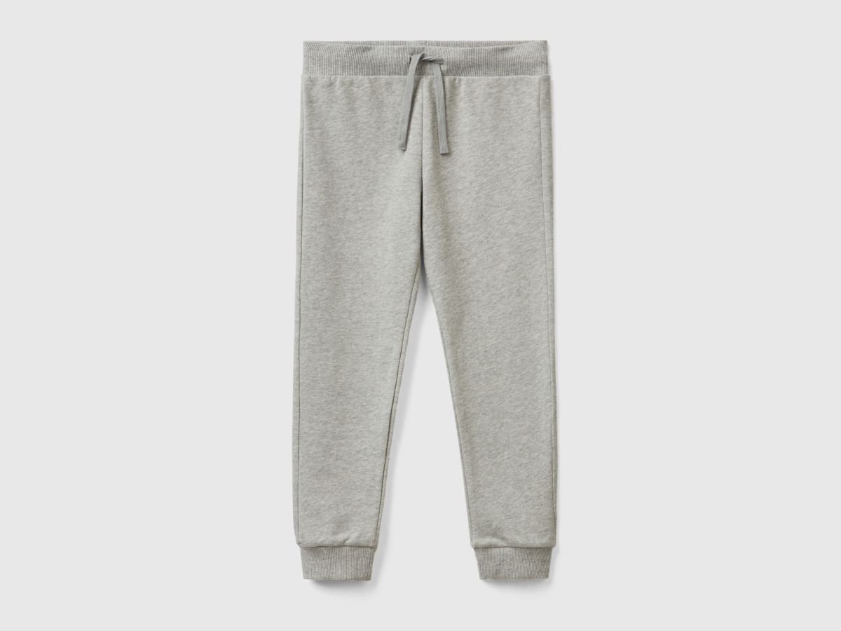 Benetton Grey Sporty Trousers With Tunnel Train Light Gray Male Mens TROUSERS GOOFASH